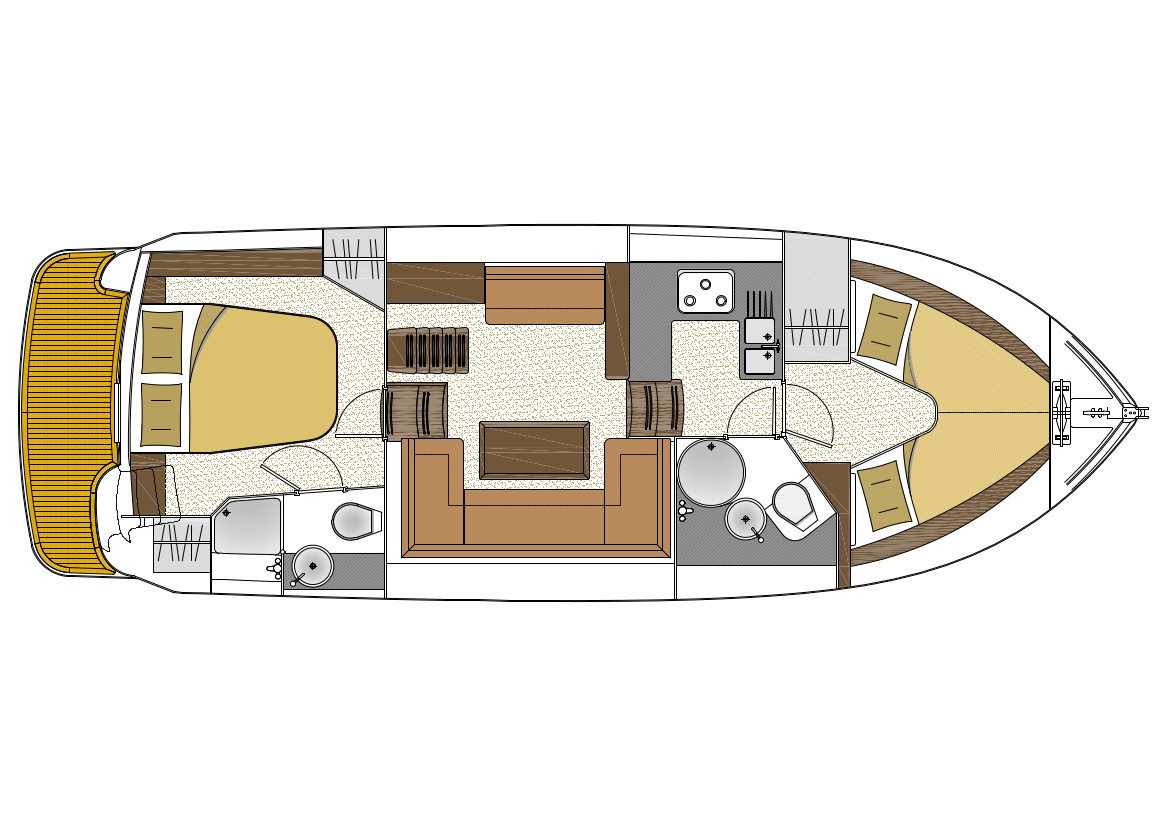Haines 360 Charter - Twin Forward Cabin Layout
